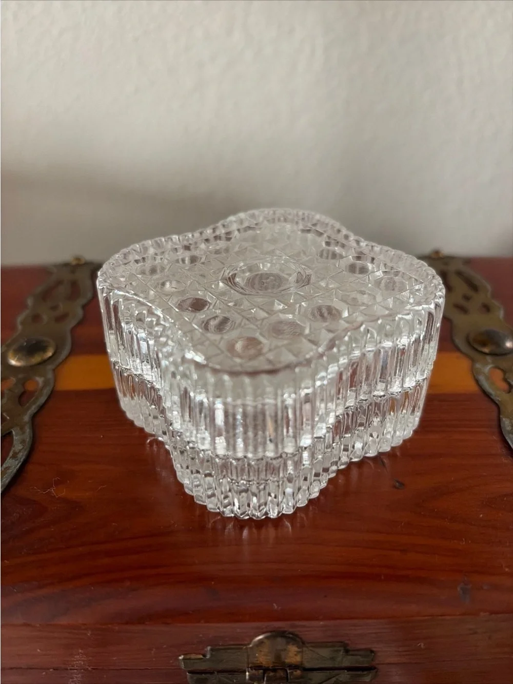 Clear Ribbed Glass Vanity /jewelry Tray - Stacked Decorative trinket box